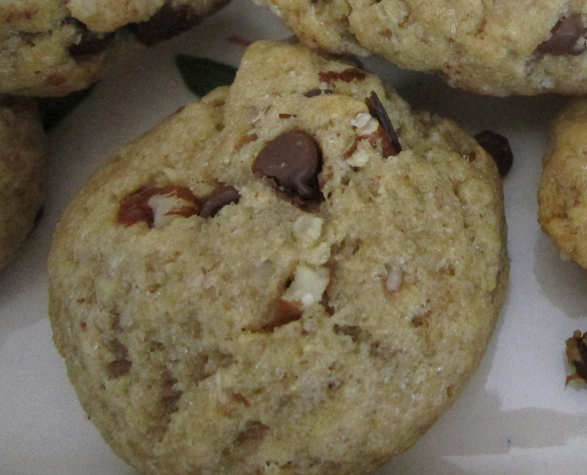 Gluten Free Pecan Chocolate Chip Cookie, Dairy Free, Egg Free, Vegan, Low Sugar, Oat Free, Birthday Party, Coconut Sugar snack, Holiday Gift