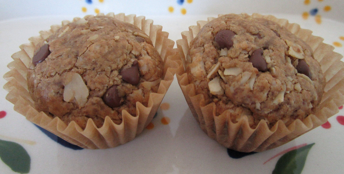 Gluten Free Mini Muffins, Oatmeal Chocolate Chip, Dairy Free, Egg Free, Vegan, Paleo, Nut Free, Coconut Sugar, Trail Mix, Low Sugar snacks