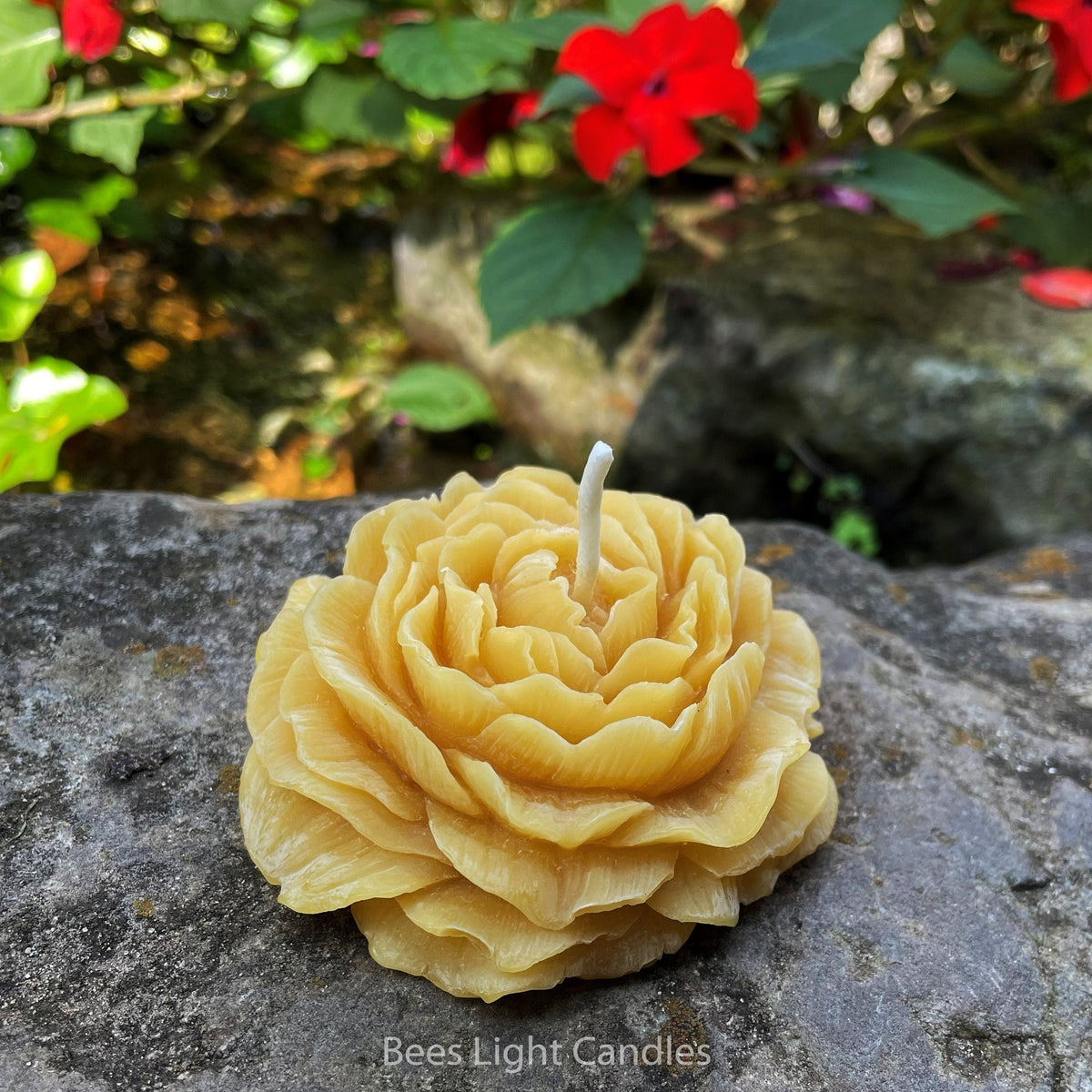 Peony Flower Beeswax Candle