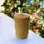 Snowflake and Star Beeswax Candle