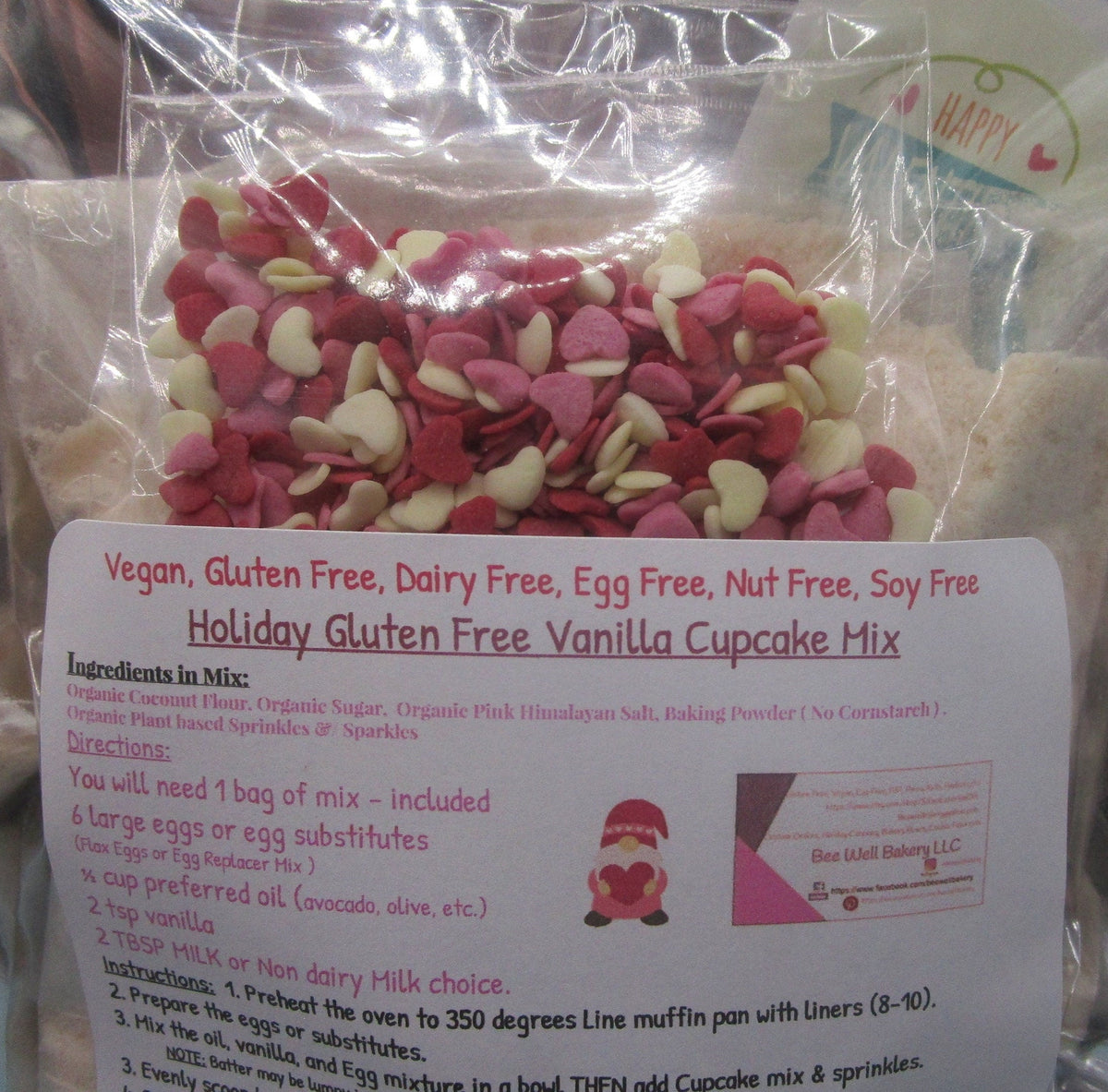 Cake Mix, Gluten Free, Egg Free, Dairy Free, Grain Free, Vegan, Birthday, Love, Plant Based Sprinkles, Paleo Option, Birthday, Wedding, Baby