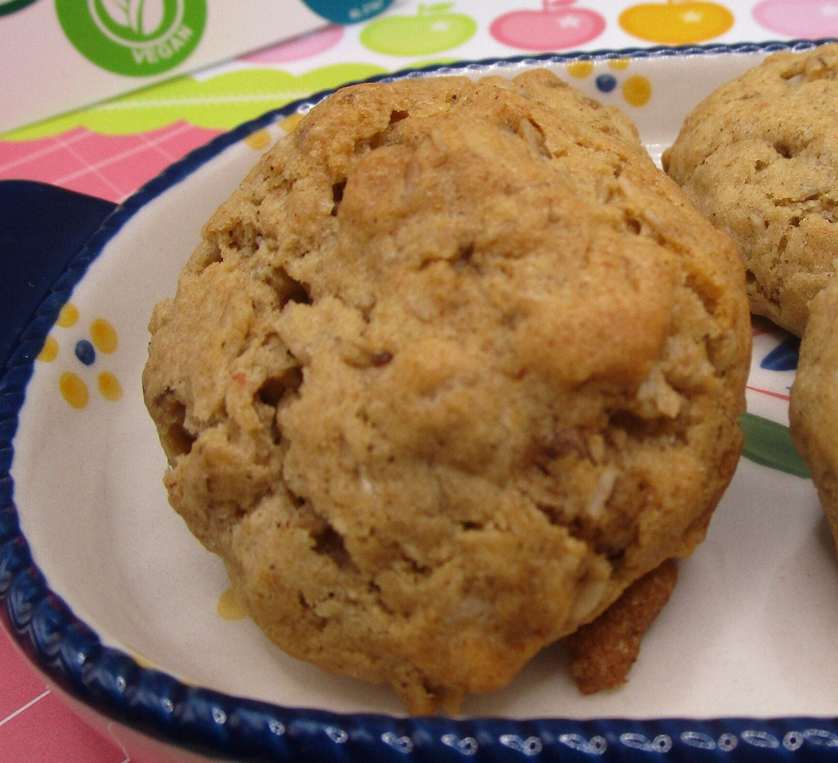 Gluten Free Cinnamon Raisin Oatmeal Cookies, Dairy Free, Egg Free, Vegan, Nut Free, Iced, School Safe, Apple Cinnamon, Fall Snack, Halloween