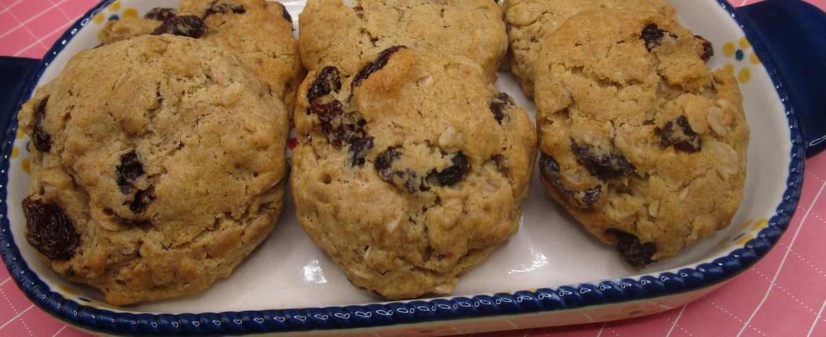 Gluten Free Cinnamon Raisin Oatmeal Cookies, Dairy Free, Egg Free, Vegan, Nut Free, Iced, School Safe, Apple Cinnamon, Fall Snack, Halloween