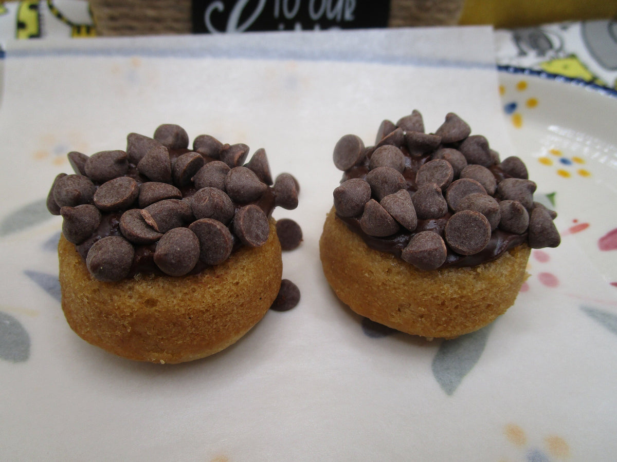 Gluten Free Mini Donut Rings, Dairy Free, Egg Free, Vegan, Chocolate Glazed, Chocolate Chip, Nut Free, Dessert, Birthday Party, Halloween