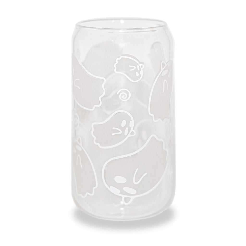 Halloween Ghost Color Changing Glass Cup with Lid and Straw