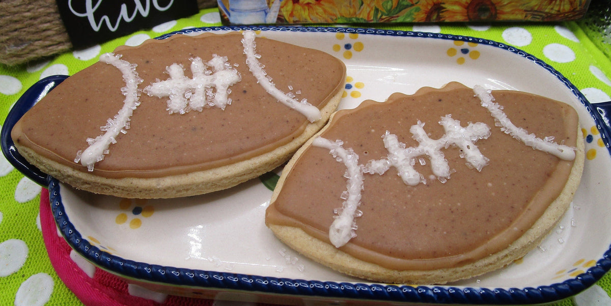 Gluten Free Football Sugar Cookie: Dairy Free, Vegan, School Safe, Natural Colors, Peanut Free snacks, Kids sport events, Super Bowl Party