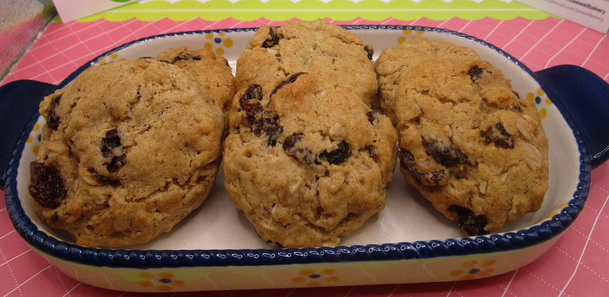 Gluten Free Cinnamon Raisin Oatmeal Cookies, Dairy Free, Egg Free, Vegan, Nut Free, Iced, School Safe, Apple Cinnamon, Fall Snack, Halloween