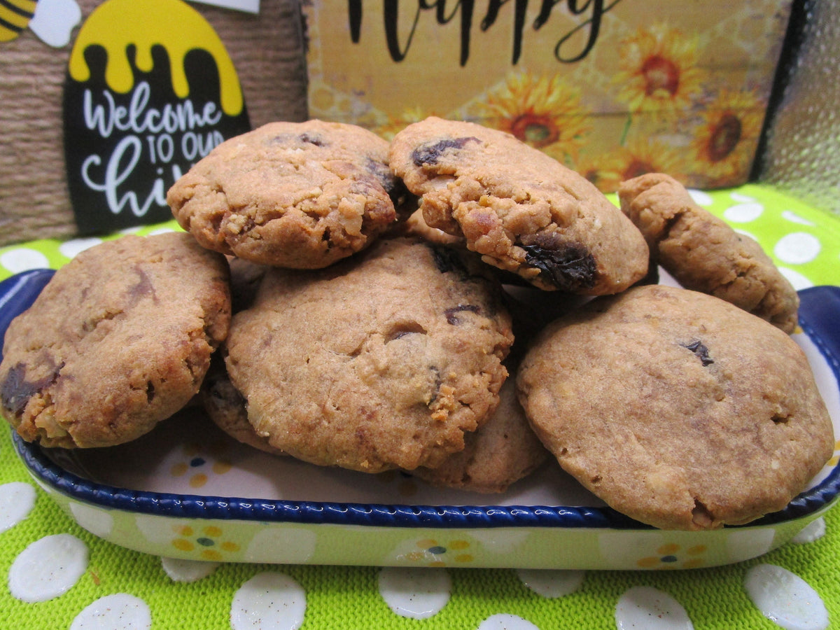 Gluten Free Protein Cinnamon Raisin Cookies, Dairy Free, Egg Free, Vegan, Nut Free, Sugar Free, Portable Fitness snack, Clean Eating Gifts