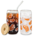 Halloween Ghost Color Changing Glass Cup with Lid and Straw