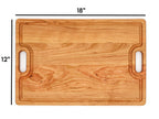 Large Cherry Wood Cutting Board With Juice Groove and Handles 18 x 12 Inches, Cherry Charcuterie Board, Cherry Cheese Board, 100% USA Made
