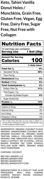 KETO Munchkins, Grain Free, Gluten Free, High Protein, Vegan Collagen, Dairy Free, Nut Free, Low Carb, Sugar free, Stevia, Healthy Snacking