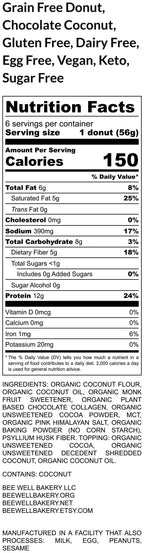 Grain Free Donut, KETO, Sugar Free, Chocolate Coconut, Gluten Free, Dairy Free, Egg Free, Vegan, Low Carb, Fitness, Halloween Candy, Snacks