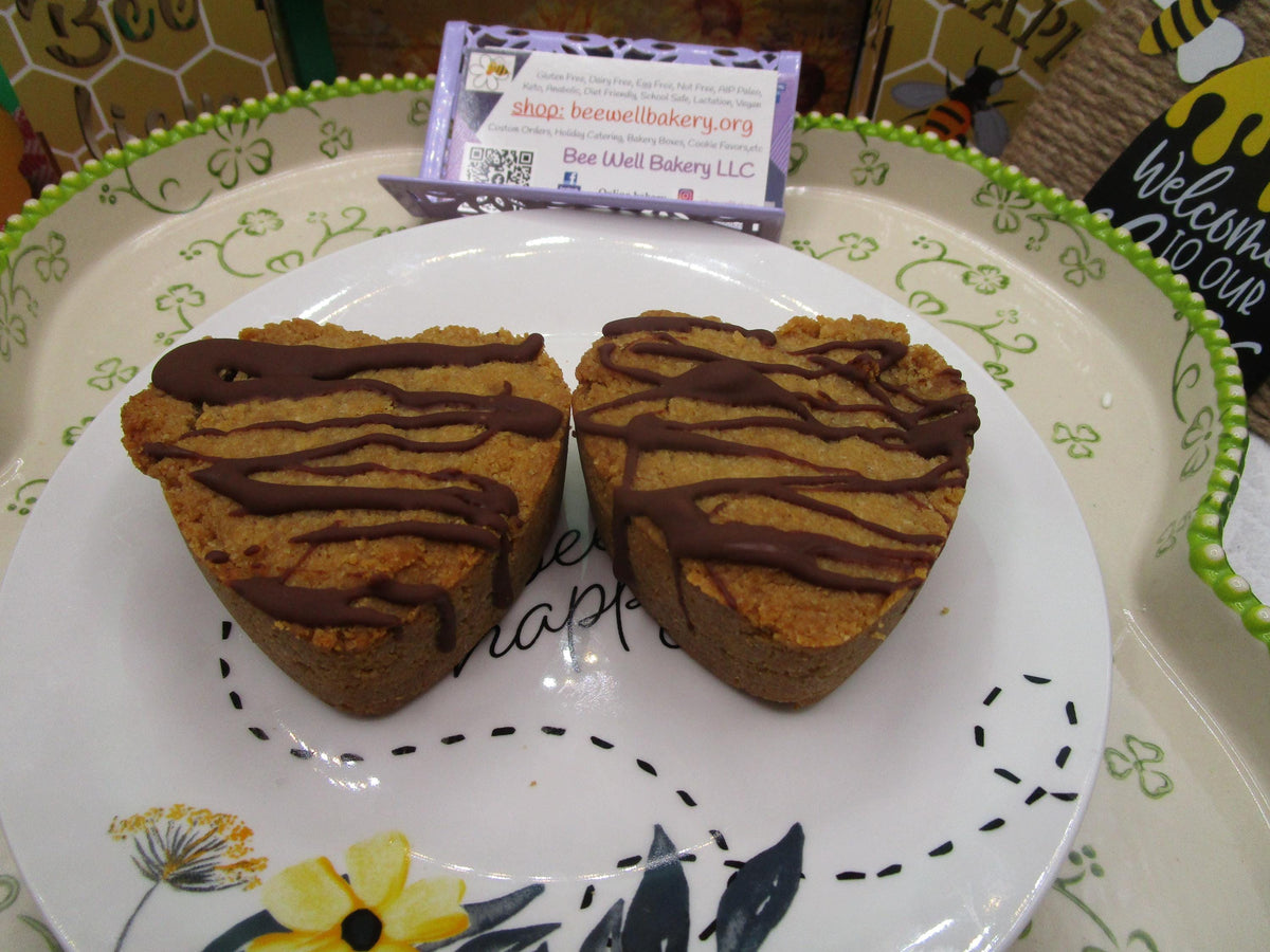 High Protein Peanut Butter Cookie Cups, Sugar Free, Gluten Free, Dairy Free, Vegan, Egg Free, Chocolate hearts, Valentine's Day Gift, Love