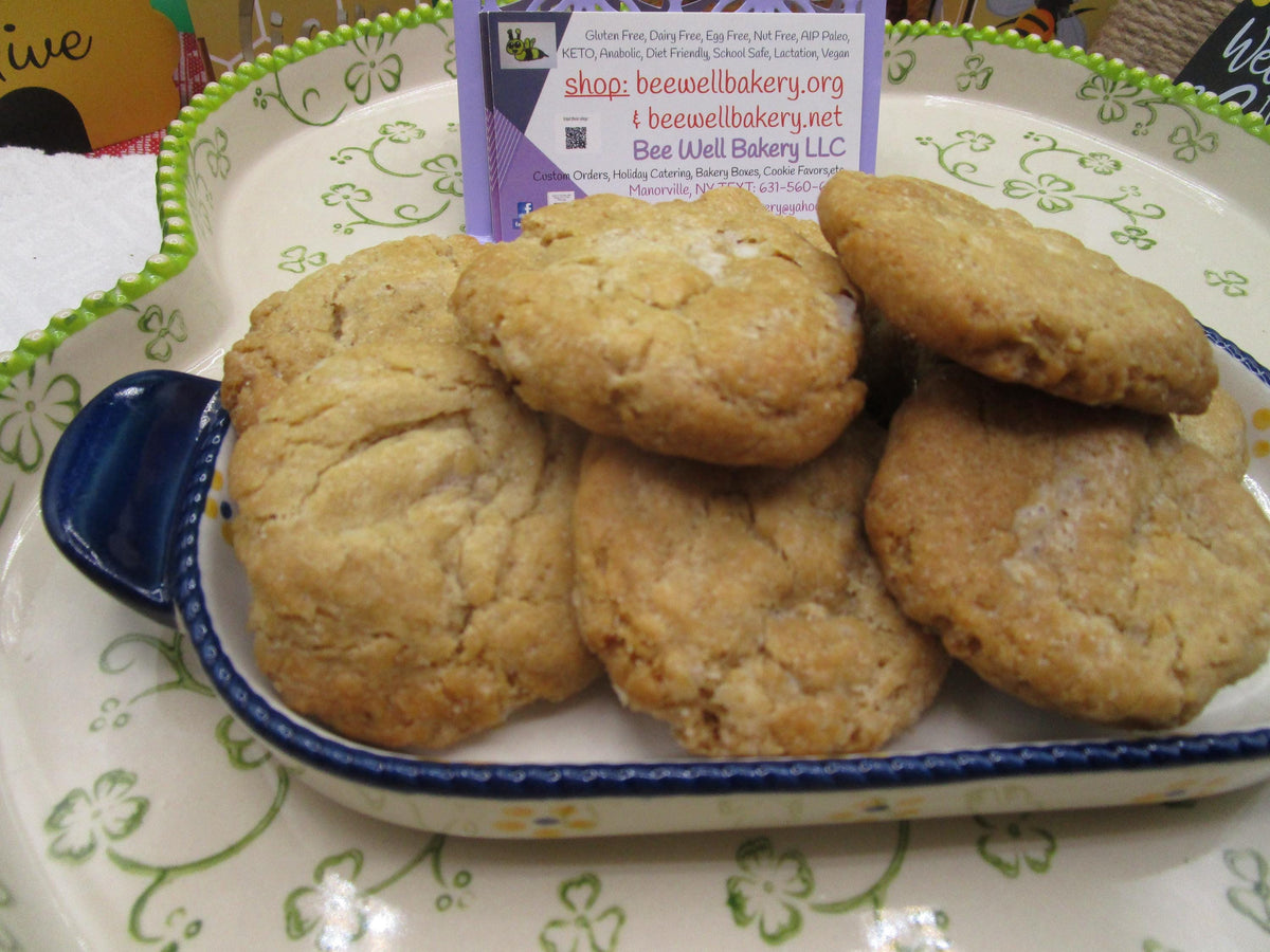 Gluten Free Cookies, White Chocolate Chip, Dairy Free, Egg Free, Nut Free, Class Party, Birthday Gifts, Vegan, Low Sugar, Low fat, oat free