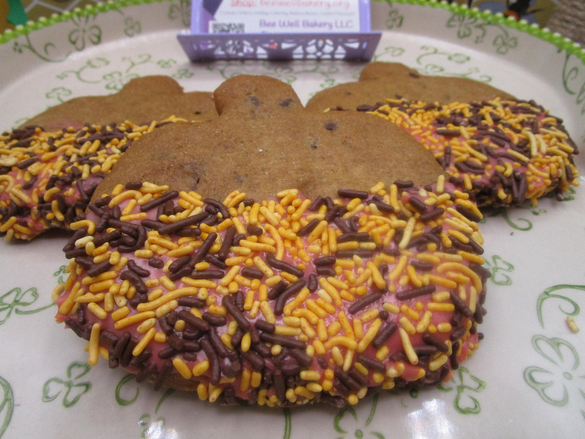 Chocolate Chip Cookies, Gluten Free, Dairy Free, Pumpkin, Organic Sprinkles, Nut Free, Halloween Snack, Vegan, Thanksgiving Gift, Fall treat