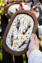 Festive Holiday Wood Dough Bowl Candle