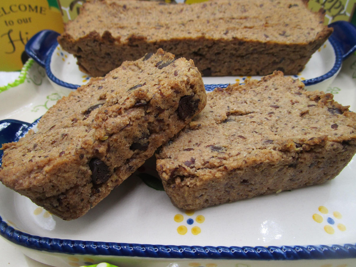 Gluten Free Protein Banana Bread, Mocha Chip, Sugar Free, Dairy Free, Grain Free, Egg Free, Nut Free, Vegan Fiber Fitness Snack, Fall brunch