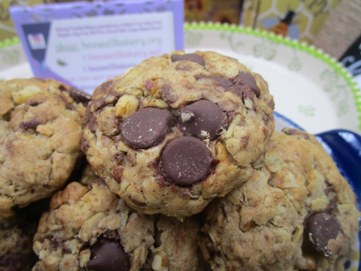 Gluten Free Cookies, Oat Dark Chocolate & Walnut, Dairy Free, Egg Free, Vegan, Low Sugar, Low Fat, Birthday, Valentines Day Gift, Soy Free