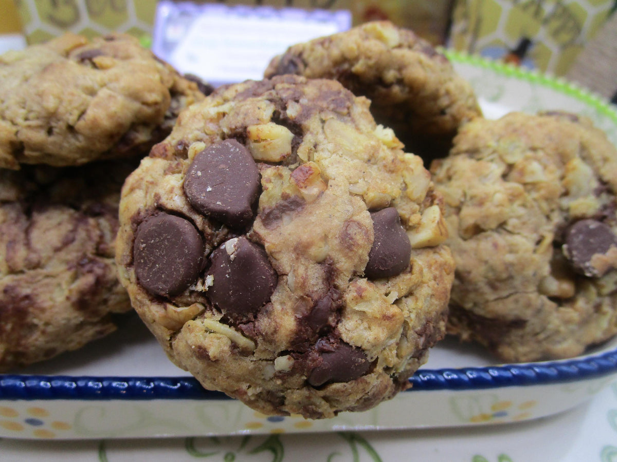 Gluten Free Oat Walnut Dark Chocolate Cookies, Dairy Free, Vegan, Coconut Sugar, Sugar Free, Birthday Gifts, Graduation Party, Non-GMO Oats