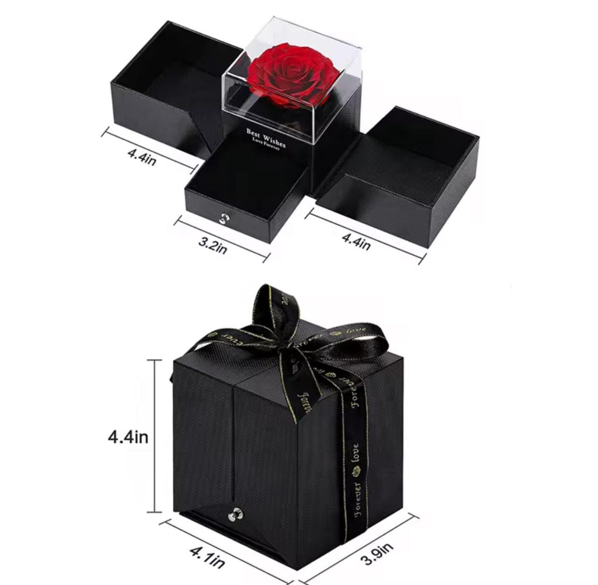 Elegant Red & Black Rose Flower Gift Box | Perfect for Mother's Day & Valentine's