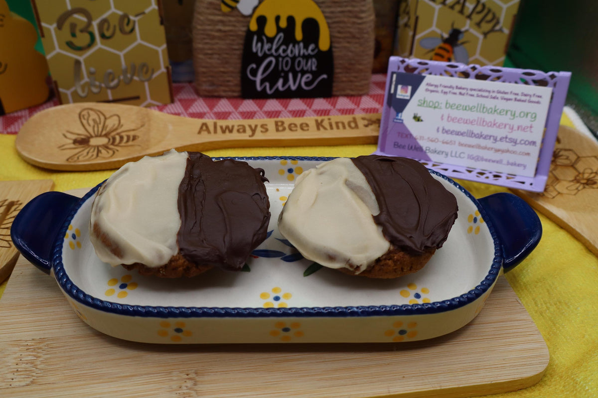 High Protein Black & White Cookies, Sugar Free, Vegan, Gluten Free, Dairy Free, Nut Free, Allergy Friendly Bakery, Fitness Gifts, Low Carb