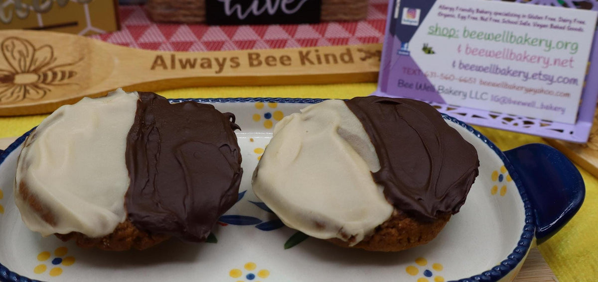 High Protein Black & White Cookies, Sugar Free, Vegan, Gluten Free, Dairy Free, Nut Free, Allergy Friendly Bakery, Fitness Gifts, Low Carb
