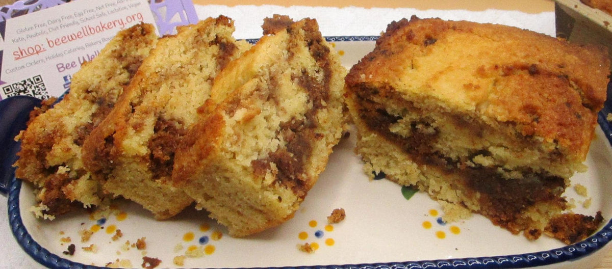 High Protein Coffee Crumb Cake, Gluten Free, Dairy Free, Grain Free, Sugar Free, Erythritol Free, Low Carb Snacks, Birthday, Cinnamon Swirl