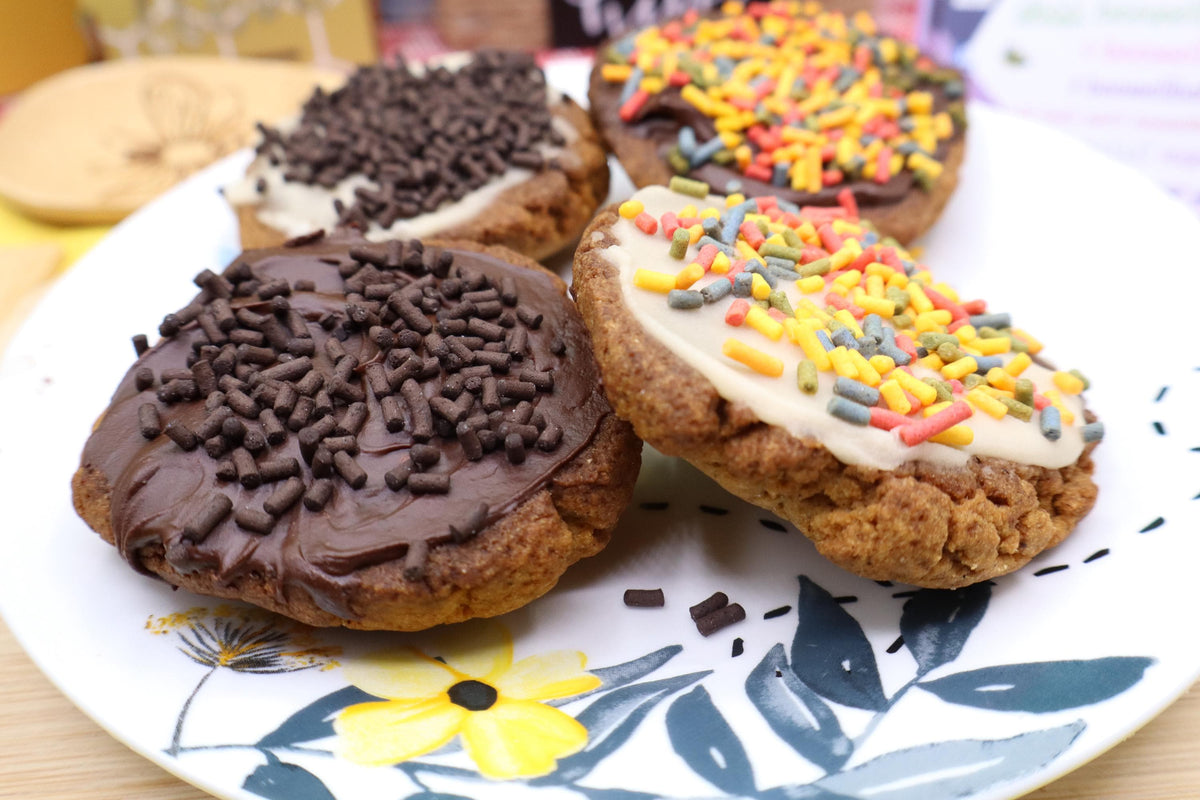 Gluten Free Protein Sprinkled Sugar Cookies, Sugar Free, Egg Free, Vegan, Dairy Free, Nut Free, Clean Fitness Gifts, Low Carb Birthday Gift