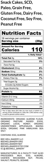 Snack Cakes, SCD, Grain Free, Gluten Free, Dairy Free, Specific Carbohydrate, Low Carb treats, Paleo desserts, Local Honey, Birthday Gifts