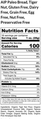 AIP Paleo Bread, Tiger Nut, Gluten Free, Grain Free, Vegan, Dairy Free, Egg Free, Yeast Free, Nut Free, Unsweetened, Autoimmune Protocol