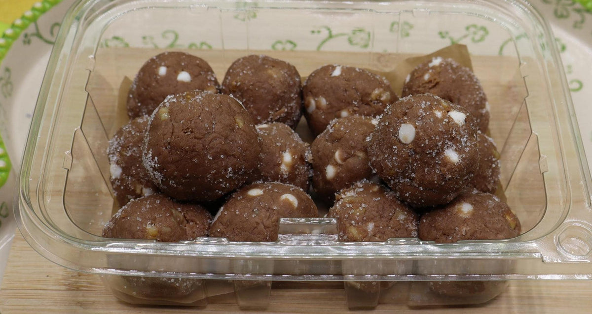 Gluten Free Protein Power Dough Balls, Rocky Road Cookie Dough, Sugar Free, Dairy Free, Egg Free, Vegan, Low Carb Fitness Snacks, Halloween