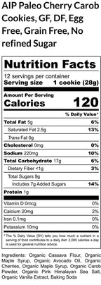 AIP Paleo Cookie, Cherry Carb, Gluten Free, Dairy Free, Egg Free, Vegan, Nut Free, Grain Free, Autoimmune Protocol snack, Holiday Dessert