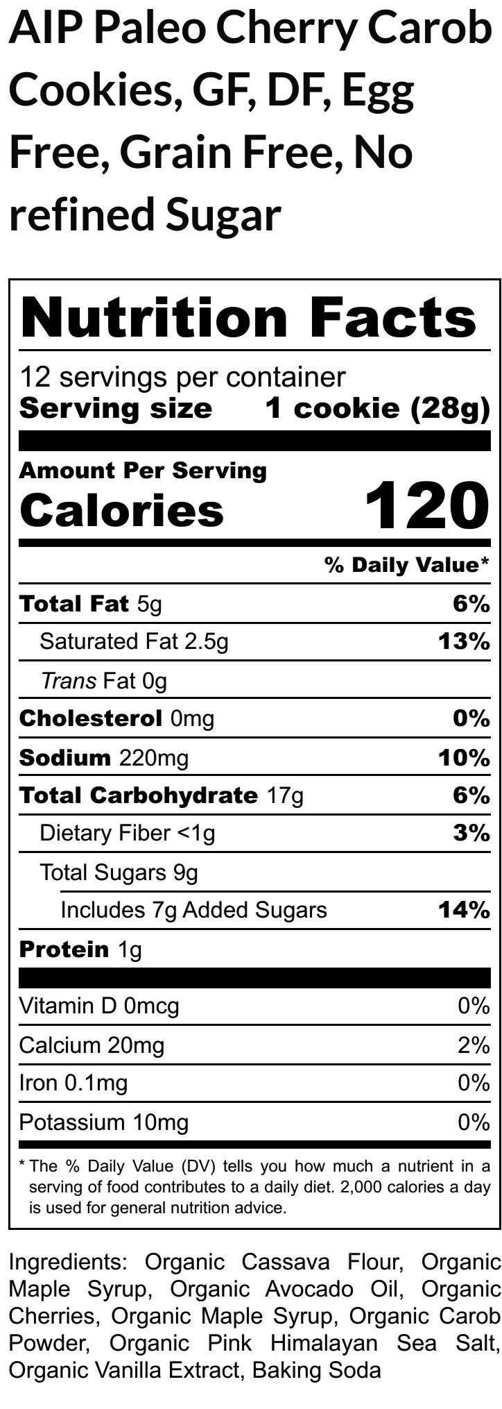 AIP Paleo Cookie, Cherry Carb, Gluten Free, Dairy Free, Egg Free, Vegan, Nut Free, Grain Free, Autoimmune Protocol snack, Holiday Dessert
