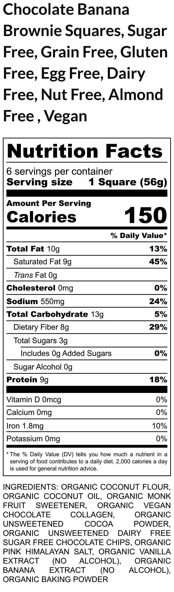 Gluten Free Keto Banana Chocolate Chip Brownies, Sugar Free, Dairy Free, Grain Free, Egg Free, Vegan, Nut Free, Low Carb Desserts, Holiday