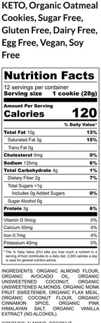 KETO Oatmeal Raisin Cookie, Sugar Free, Gluten Free, Dairy Free, Vegan, Grain Free, Low Carb Chocolate Chip, Fitness snacks, Clean Eating