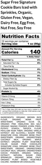 Gluten Free Sugar Free Cookie Dessert Bars, Dairy Free, Vegan, Nut Free, Birthday Gifts, Natural Sprinkled, Low-Calorie Snacks, School Safe