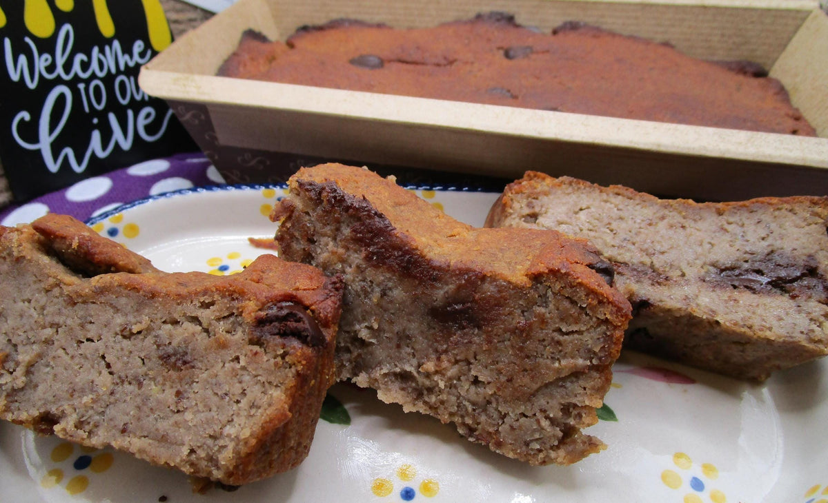 Gluten Free Protein Banana Bread, Mocha Chip, Sugar Free, Dairy Free, Grain Free, Egg Free, Nut Free, Vegan Fiber Fitness Snack, Fall brunch