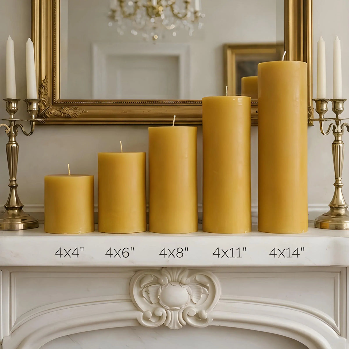 4 Inch Wide Yellow Beeswax Pillar Candles
