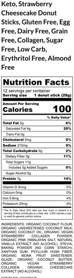 Keto Donut Bar, Strawberry Cheesecake, Sugar Free, Gluten Free, Grain Free, Dairy Free, Egg Free, Nut Free, Low Carb dessert, Fitness Bar
