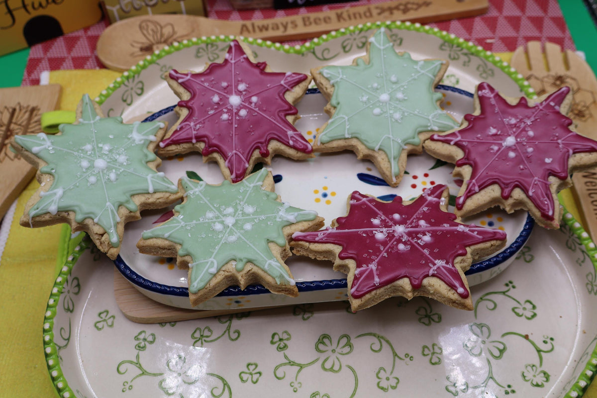 Gluten Free Iced Sugar Cookies, Snowflakes, Dairy Free, Vegan, Egg Free, Nut Free, Birthday Party, Holiday Star, Hannukah, Winter Cookies