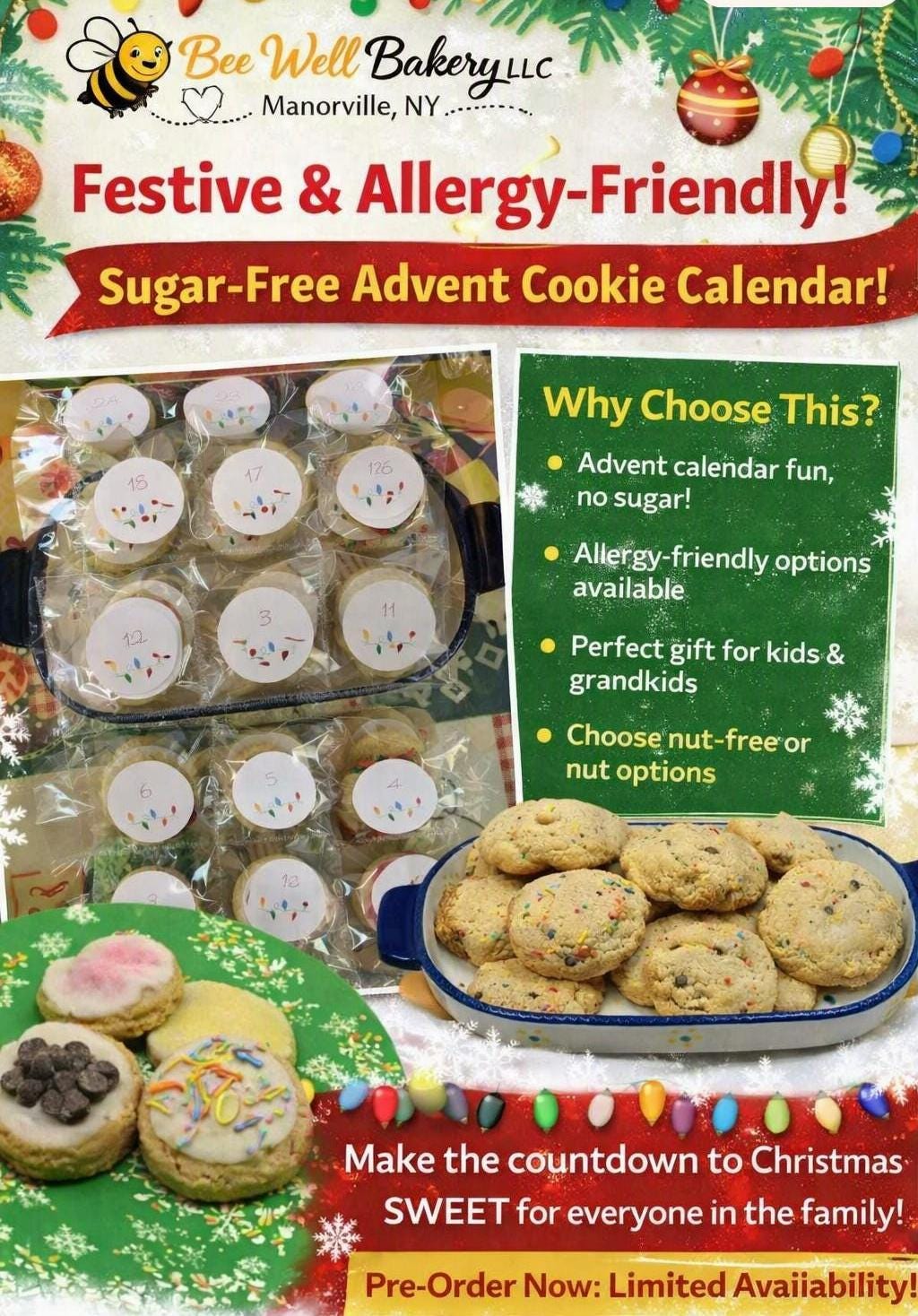 Gluten Free Sugar Free Cookie Advent Calendar, Dairy Free, Egg Free, Nut Free, Vegan, Low Calorie, Christmas Countdown, Grandparent's Gifts