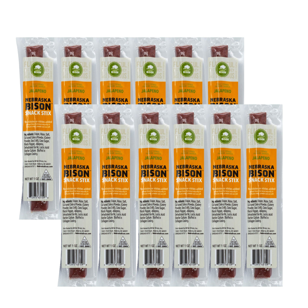 Bison Jalapeno Meat Stick | Pack of 12 | 1 oz | Nebraska Bison