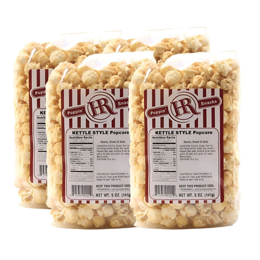 Kettle Popcorn | Pack of 4 | 5 oz | HR Poppin' Snacks