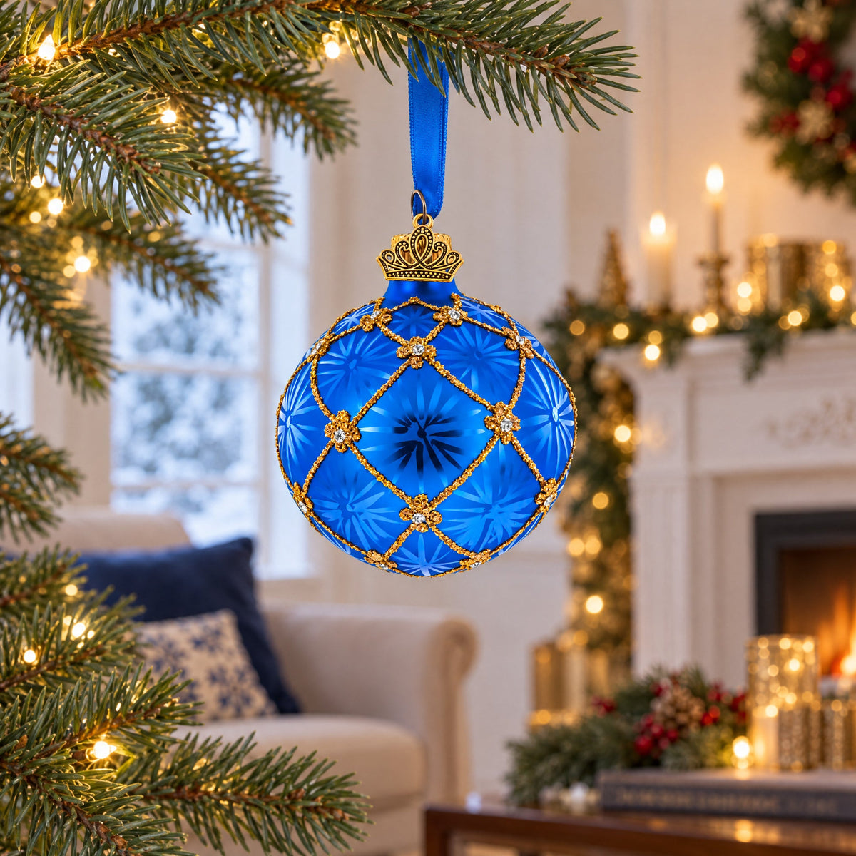 1897 Coronation Royal Glass Ball Christmas Ornament 2.4 Inches