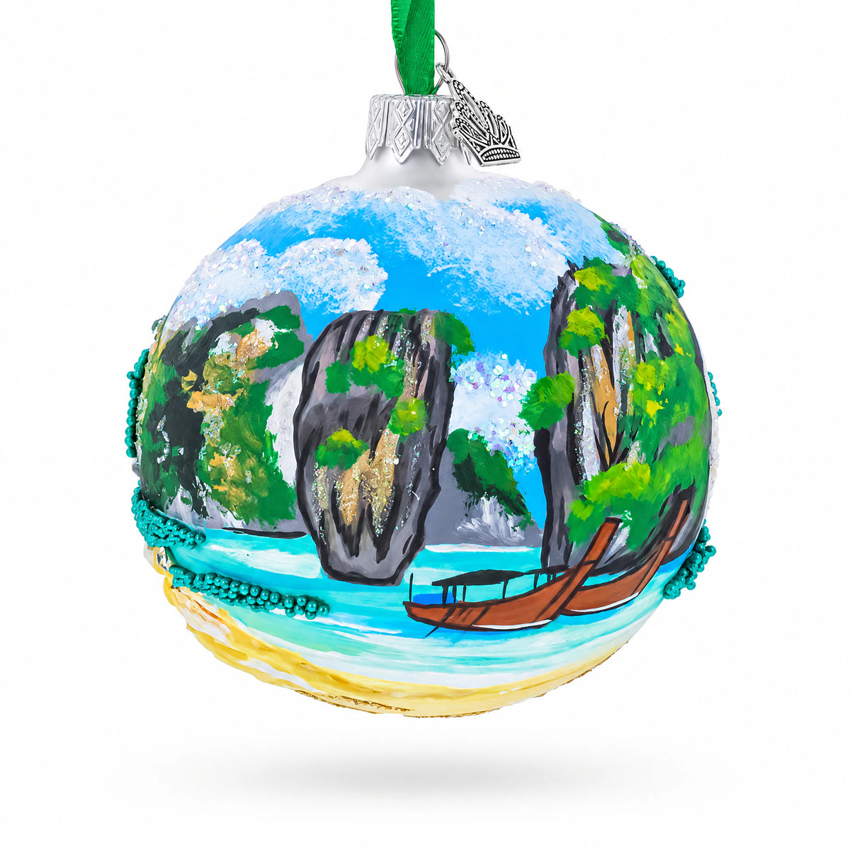 Phang Nga Bay Beach, Phuket, Thailand Glass Ball Christmas Ornament 3.25 Inches