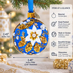 Baroque Style White Petal Flower with Gold Scrolls & Jeweled Accents Glass Ball Christmas Ornament