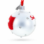 Swiss Flag Crystal Accents on Glass Ball Christmas Ornament