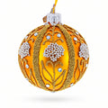 Beaded Floral Panels with White Clusters Glass Ball Christmas Ornament
