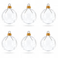 Set of 6 Clear Glass Ball Christmas Ornaments 2.4 Inches