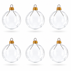 Set of 6 Clear Glass Ball Christmas Ornaments 2.4 Inches